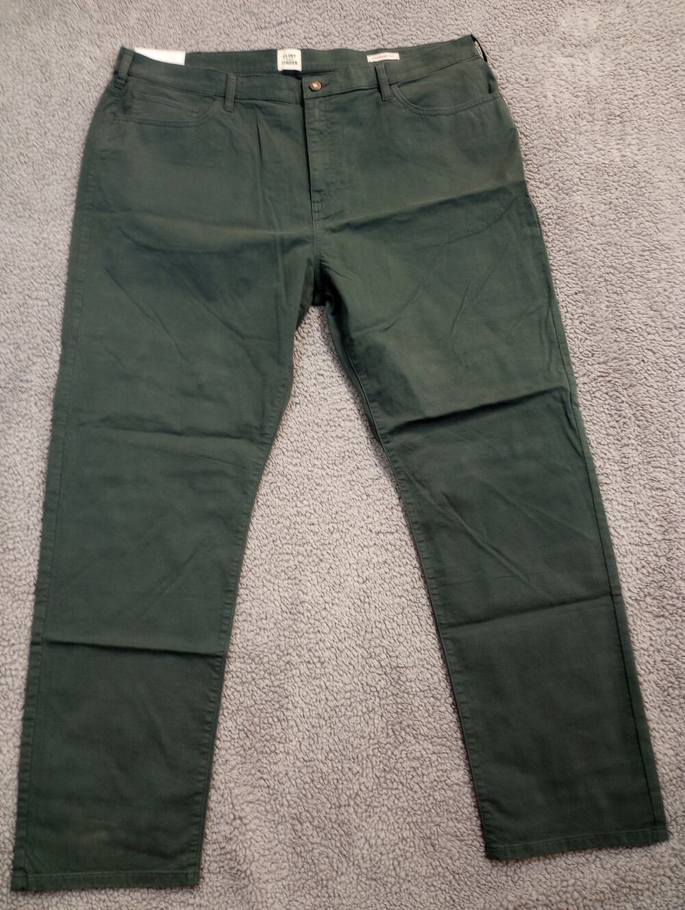 NWT Flint and Tinder Men's Size 42x32 Green Chinos 5 Pocket Tapered Fit (0994)